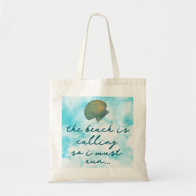 Wasserfarben-Strand-Zitat-Tasche Tragetasche (Vorne)