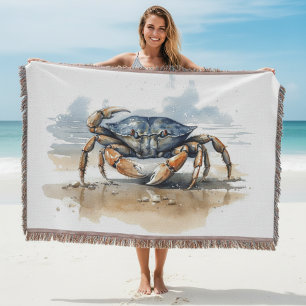 Wasserfarben-Strandkrabbe Decke