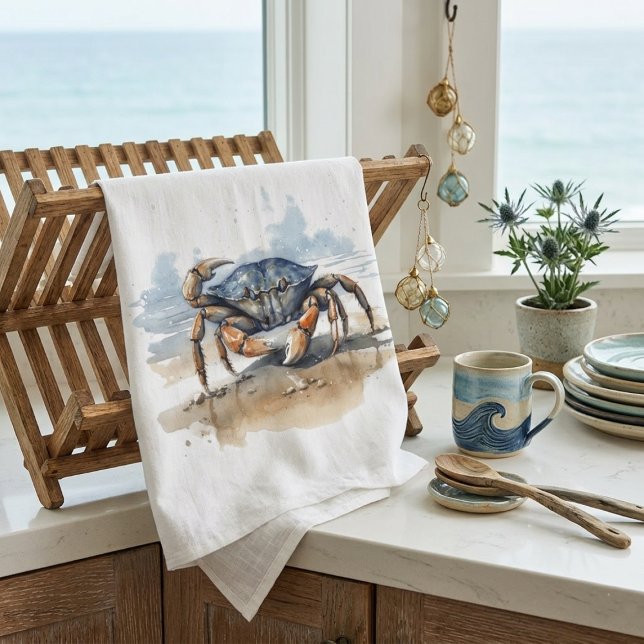 Wasserfarben-Strandkrabbe Geschirrtuch (Von Creator hochgeladen)