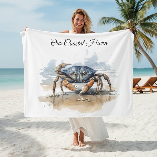 Wasserfarben-Strandkrabbe, individuell Fleecedecke (Von Creator hochgeladen)