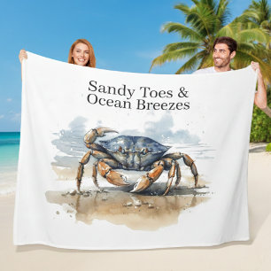 Wasserfarben-Strandkrabbe, individuell Fleecedecke