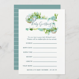 Wasserfarben-Succulents Boy Baby Predictions Spiel Einladung