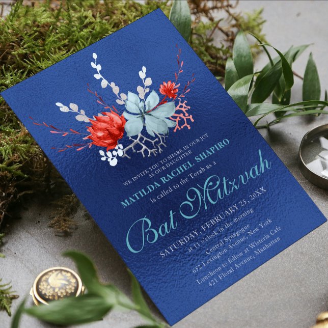 Wasserfarben Sukkulare botanische Bat Mitzvah Einladung (Von Creator hochgeladen)