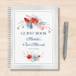 Wasserfarben Sukkulare botanische Bat Mitzvah Notizbuch<br><div class="desc">Dieses Design besticht durch elegante Aquarellbäume mit Blumenbouquets in Weiß und Silber mit kräftigen roten Blume auf weißem Hintergrund und einem silberfarbenen Schimmer-Rahmen. Personalisieren Sie Ihre Bat Mitzvah Details, indem Sie den Text in den Textfeldern bearbeiten. Für Sie entworfen von Evco Studio www.zazzle.com/store/evcostudio #mitzvah #batmitzvah #evplanner #mazeltov #jewish #mitzvahswag #Party...</div>