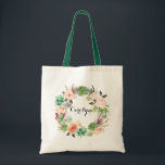 Wasserfarben-Sukkulationen Blumenkäse Bag Bridesma Tragetasche<br><div class="desc">Individuell gestalteter Totbeutel mit Aquarellsukkulenten und Kaktuskranz mit Akzent auf Blume. Diese Totentasche mit Blumenmuster ist ein personalisiertes Geschenk.</div>