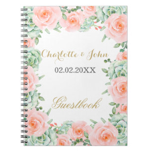 Wasserfarben Sukkulentes Blush Floral Elegante Hoc Notizblock