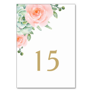Wasserfarben Sukkulentes Blush Floral Elegante Hoc Tischnummer
