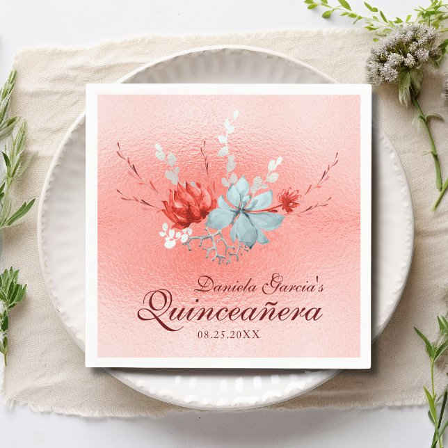 Wasserfarben Sukkuline Botanische Quinceñera Serviette (Von Creator hochgeladen)
