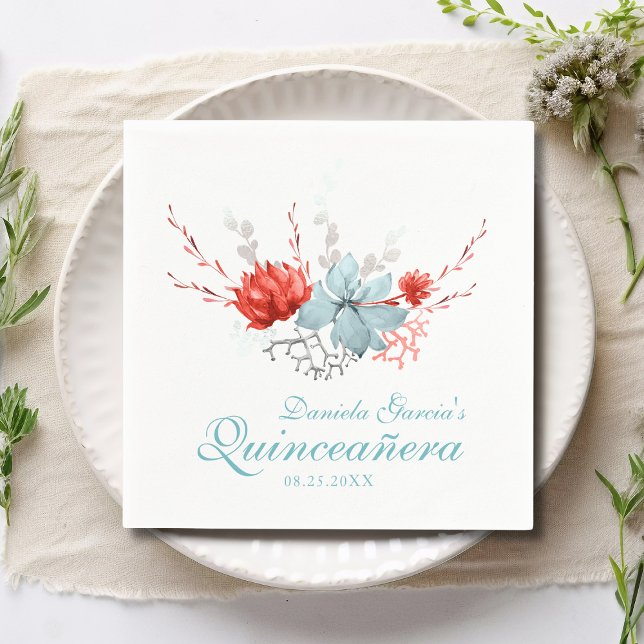 Wasserfarben Sukkuline Botanische Quinceñera Serviette (Von Creator hochgeladen)