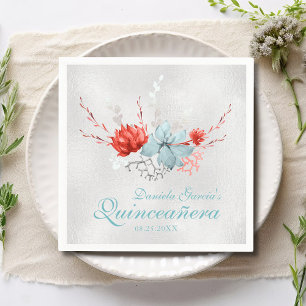 Wasserfarben Sukkuline Botanische Quinceñera Serviette