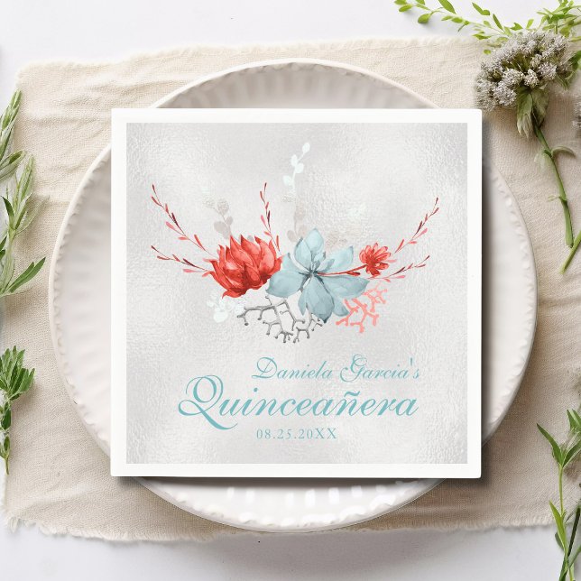 Wasserfarben Sukkuline Botanische Quinceñera Serviette (Von Creator hochgeladen)