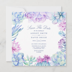 Wasserfarben-Sukkulturen Blumenkakteen Save the Da Date