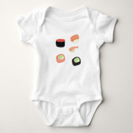 Wasserfarben-Sushi-Gurken-Rollen Baby Bodysuit Strampler