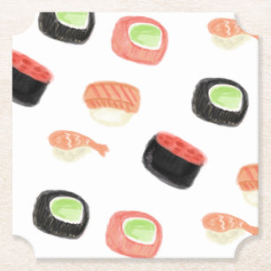 Wasserfarben Sushi Party Hibachi Sushi Rolls Untersetzer