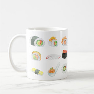 Wasserfarben-Sushi-Rollen Kaffeetasse