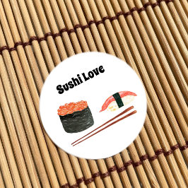Wasserfarben-Sushi-Rollen mit Chopsticks Runder Aufkleber