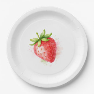 Wasserfarben Süße Erdbeeren-Party-Veranstaltung Pappteller
