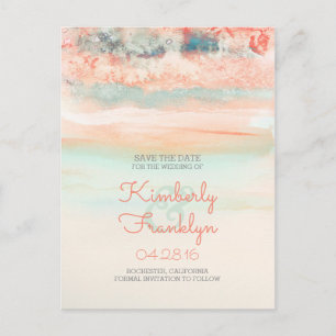 Wasserfarben-Swash-Strand Hochzeit Save the Date Ankündigungspostkarte