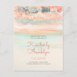 Wasserfarben-Swash-Strand Hochzeit Save the Date Ankündigungspostkarte