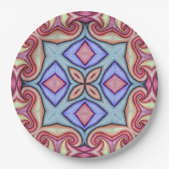 Wasserfarben-Swirl Kscope 4 Pappteller (Vorderseite)