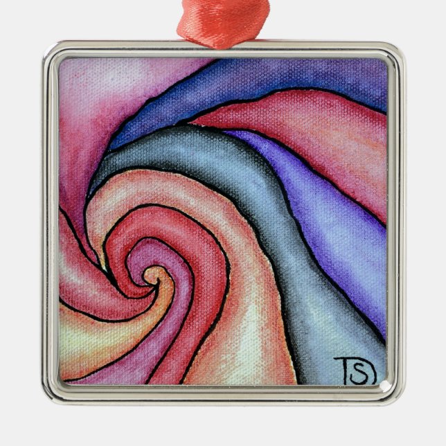 Wasserfarben-Swirl Silbernes Ornament (Vorne)