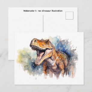   Wasserfarben-T-Rex-Dinosaurier-Illustration  Postkarte