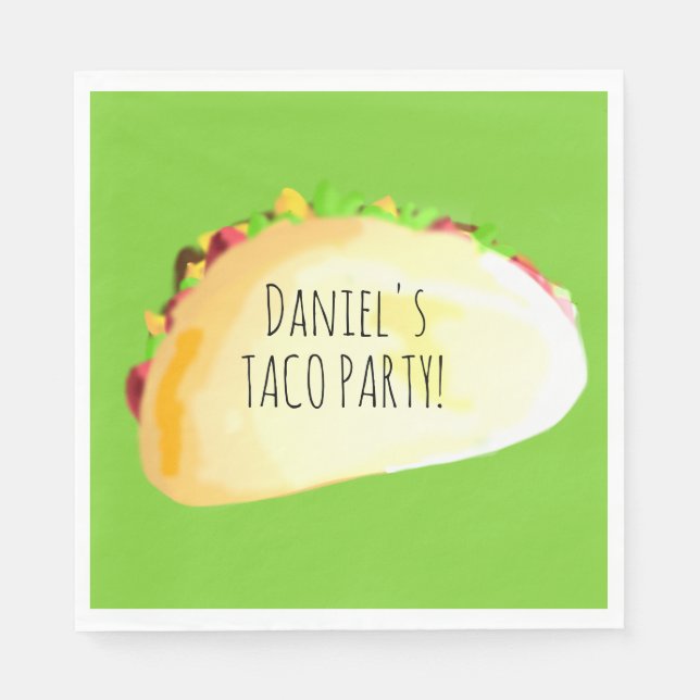 Wasserfarben-Taco-Party-Geburtstag Serviette (Vorderseite)