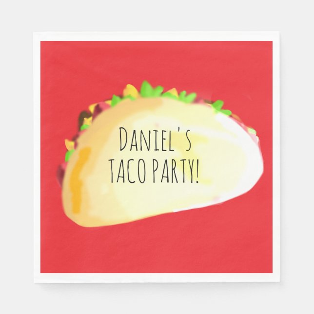 Wasserfarben-Taco-Party-Geburtstag Serviette (Vorderseite)