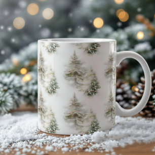 Wasserfarben-Tannenwald-Tasse Winterurlaub Tee-Ta Kaffeetasse