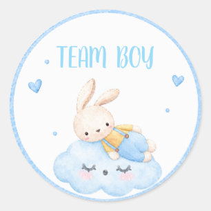 Wasserfarben-Team Junge Hase blau Cloud Geschlecht Runder Aufkleber