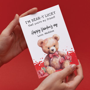 Wasserfarben-Teddybär-Freund Valentinstag Feiertagskarte