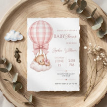 Wasserfarben-Teddybär-Heißluftballon-Baby-Shower
