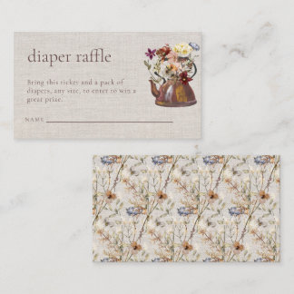 Wasserfarben Tee florale Windeln Raffle Babydusche Begleitkarte