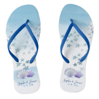 Wasserfarben Thema Strandhochzeit Flipflops