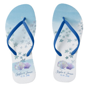 Wasserfarben Thema Strandhochzeit Flipflops