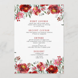 Wasserfarben Tiefrote Blume Menükarte