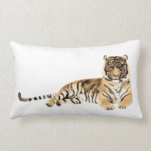 Wasserfarben-Tiger Lendenkissen