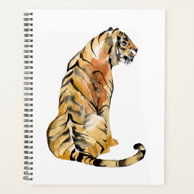 Wasserfarben Tiger Sitzen Planer (Vorderseite)