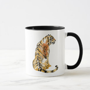 Wasserfarben Tiger Sitzen Tasse