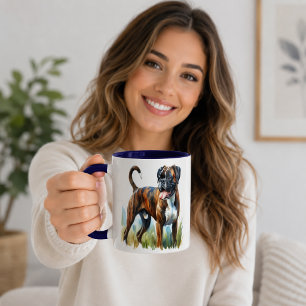 Wasserfarben-Tigerboxerhund Tasse