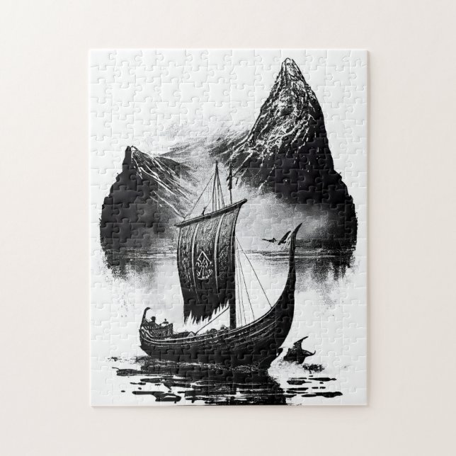 Wasserfarben-Tintenstift eines Wikinger-Drachensch Puzzle (Vertikal)