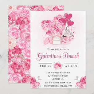 Wasserfarben-Torte und Geschenke Galentine's Brunc Einladung