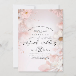 Wasserfarben-Traum: Blush Pink Daisies Virtual Wed Einladung