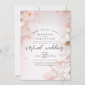 Wasserfarben-Traum: Blush Pink Daisies Virtual Wed Einladung