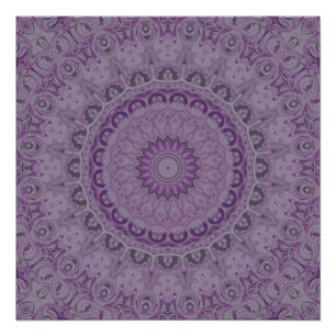 Wasserfarben-Traum-Mandala in Lila-Tönen Poster