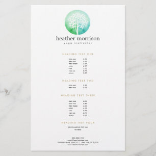 Wasserfarben-Tree Yoga und Wellness-Preise Flyer