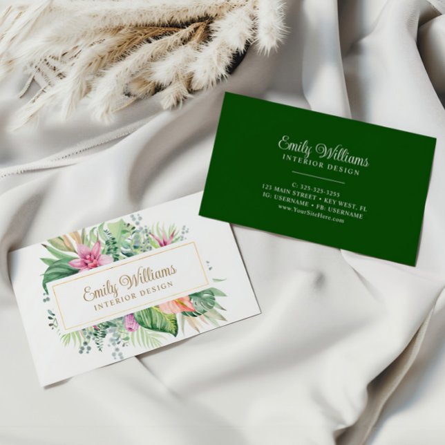 Wasserfarben-Tropen-Blume-Visitenkarte Visitenkarte (Von Creator hochgeladen)