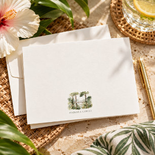 Wasserfarben-Tropen-Dschungel-Papierwaren mit indi Mitteilungskarte
