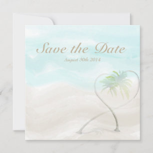 Wasserfarben-Tropenstrand-Hochzeit Save the Date