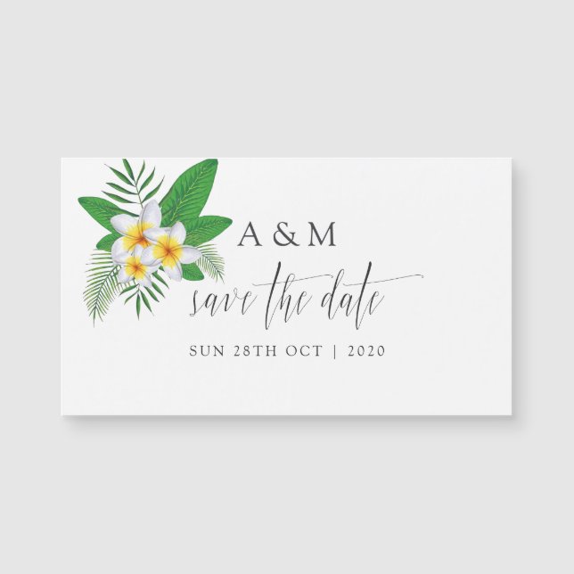 Wasserfarben-Tropenstrand-Hochzeit Save the Date Magnetkarte (Vorderseite)